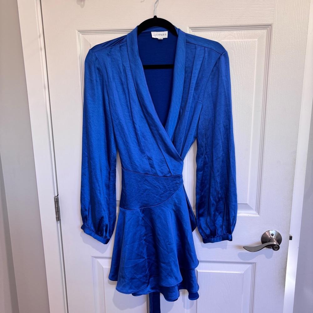 LUCY PARIS Adonia Metallic Wrap Mini Dress - Picture 4 of 6